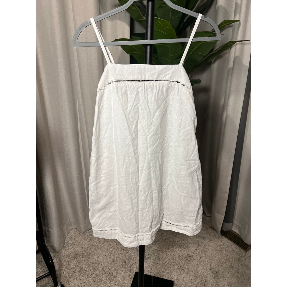 Abercrombie & Fitch White Linen Blend Ladder Stitch Dress Womens XSP